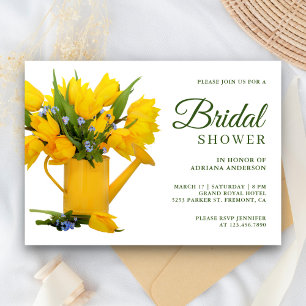Invitación Regadera de jardín de tulipanes amarillos para duc