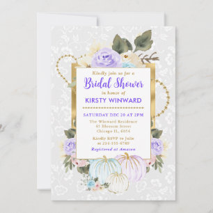 Invitación Regadera de novia de calabazas de otoño floral en 