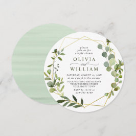 Invitación Regadera de Pareja Marco Geométrico de Eucalipto M