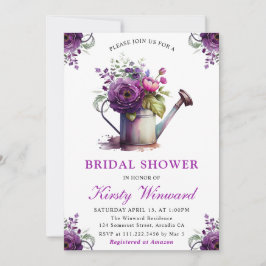 Invitación Regadera Floral de Acuarela para Desayuno de Novia