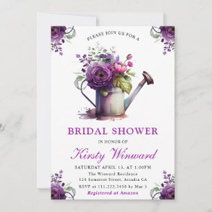 Invitación Regadera Floral de Acuarela para Desayuno de Novia