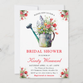 Invitación Regadera Floral de Acuarela para Despedida de Solt