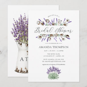 Invitación Regaderías de algodón de lavanda para ducha nupcia