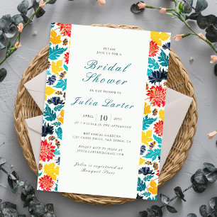 Invitación Regaderío de boda de girasoles con acuarela azul y