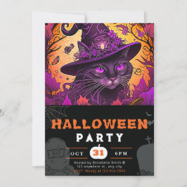 Invitación Regal Black Cat Wites Gorra Black Halloween