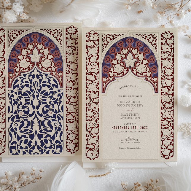 Invitación Regal Burgundy & Navy Lace Boda (Subido por el creador)