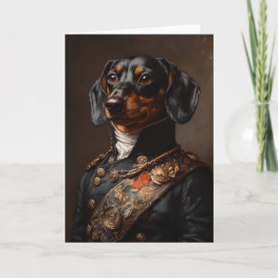 Invitación Regal Dachshund con uniforme militar napoleónico