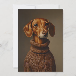 Invitación Regal Dachshund en un cuello de tortuga