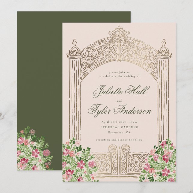 Invitación Regal Doors Elegant Faux Foil Wedding (Anverso / Reverso)