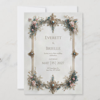 Invitación Regal Gold Filigree Gemstone Wedding