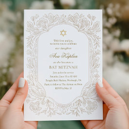 Invitación Regal Gold Floral Bat Mitzvah 