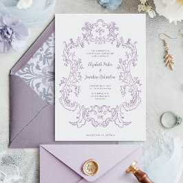 Invitación Regal Lavender | Boda de cuadro barroco vintage