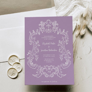 Invitación Regal Lavender Purple   Boda de cuadro barroco