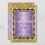 Invitación Regal Princess Sweet 16 Gold Lavender Fiesta púrpu<br><div class="desc">Dulce 16 Regal Royal Gold Lavender Purple Black. Princesa Dulce Dieciséis Fiesta de Cumpleaños. Purpurina Gold Sparkle y Tiara Silver Pearl White. Marco de encaje blanco negro plateado. Fiesta Princesa Fiesta de un chica. Fabuloso producto para Chicas adolescentes. Invitación formal. Personalizar para cambiar o agregar detalles. Personalizar con sus propios...</div>