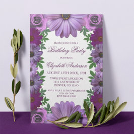 Invitación Regal Purple Floral Birthday