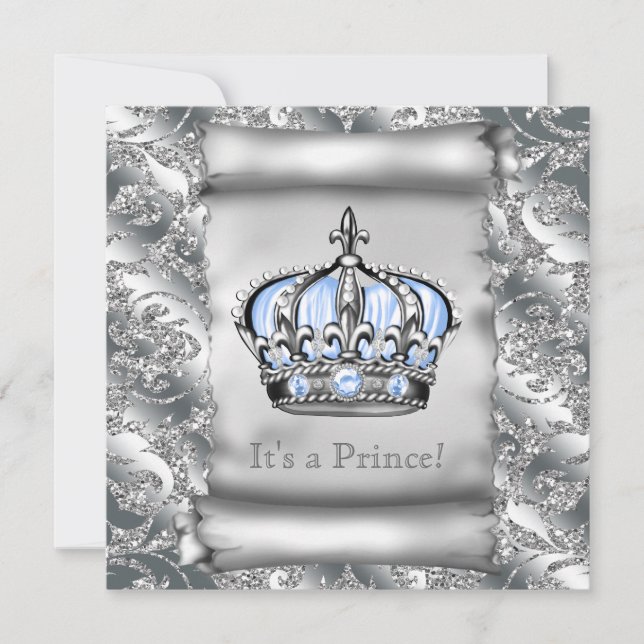 Invitación Regal Royal Blue Prince Baby Shower (Anverso)