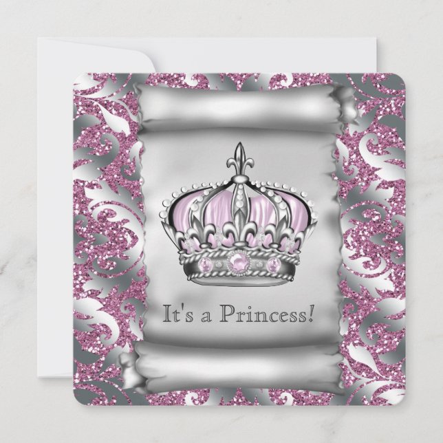 Invitación Regal Royal Pink Princess Baby Shower (Anverso)