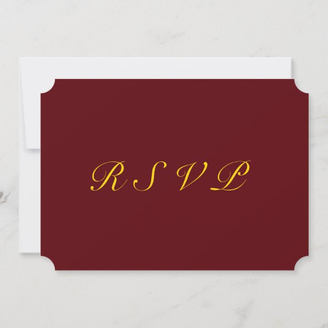 Invitación Regal RSVP: Borgoña y edición de oro (Reverso)