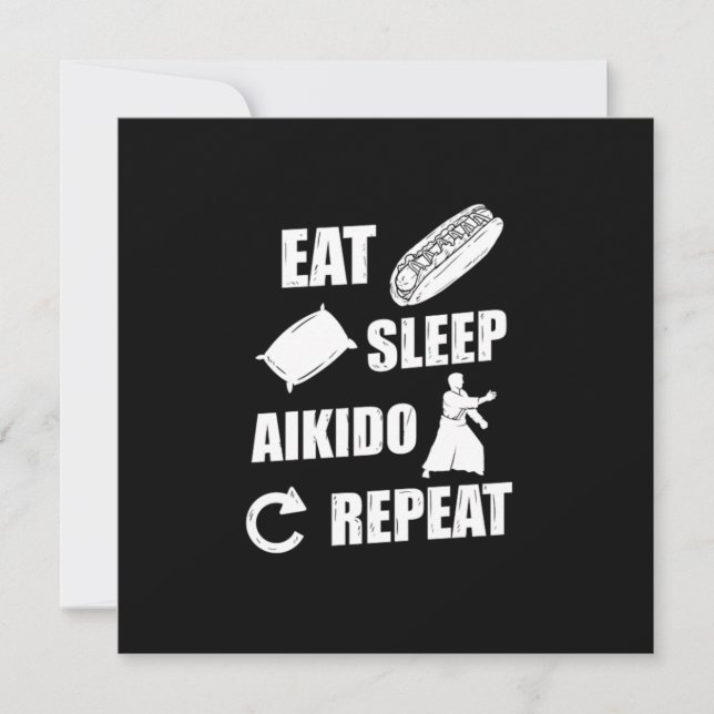Invitación Regala Comer Dormir Aikido Repetir Idea de Regalo (Anverso)
