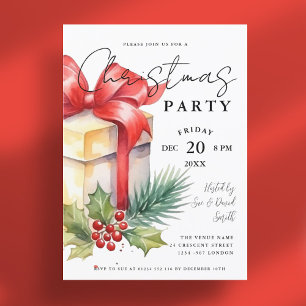 Invitación Regalo acuático de escritura moderna Navidad fiest