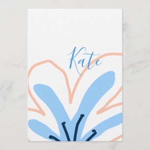 Invitación Regalo boho retro de flor pastel naranja azul agre