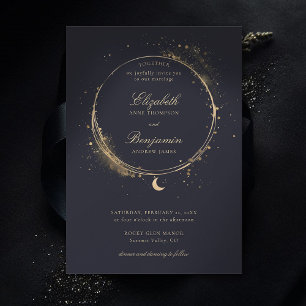 Invitación Regalo celeste Moody Navy elegante Boda de oro