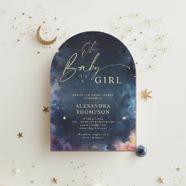 Invitación Regalo Celestial Baby Shower Midnight Blue Star Ar