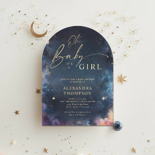 Invitación Regalo Celestial Baby Shower Midnight Blue Star Ar