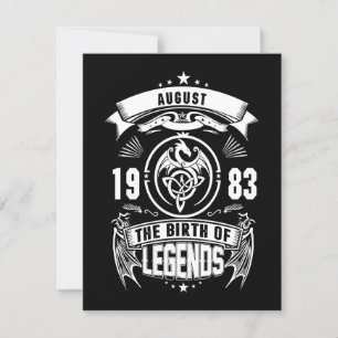 Invitación Regalo de agosto  1983 Nacimiento De Las Leyendas