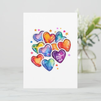 Invitación Regalo de Arte de Corazón Colorido, Ilustración de