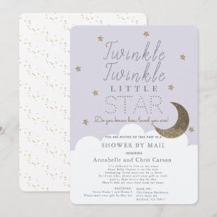 Invitación Regalo de Baby Shower de Twinkle Little Star Lilac