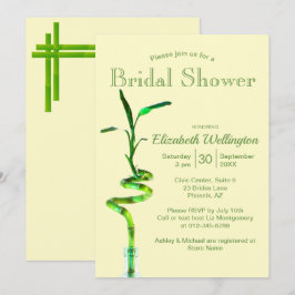 Invitación Regalo de boda Bambú Suerte sobre Amarillo Pastel