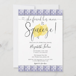 Invitación Regalo de bodas Main Squeeze Lemons Tiles Monogram