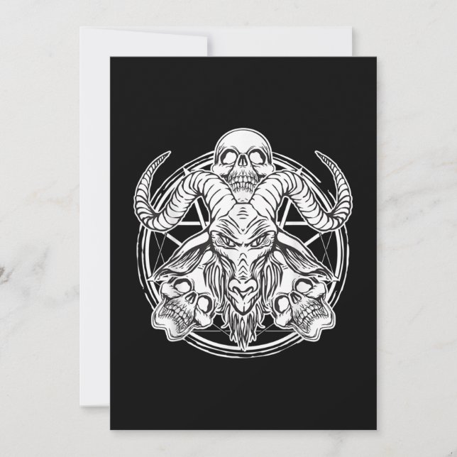 Invitación Regalo de Cabra Baphomet Calavera Azucarada (Anverso)