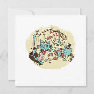 Invitación Regalo de cartas de gatos jugando al póquer Casino