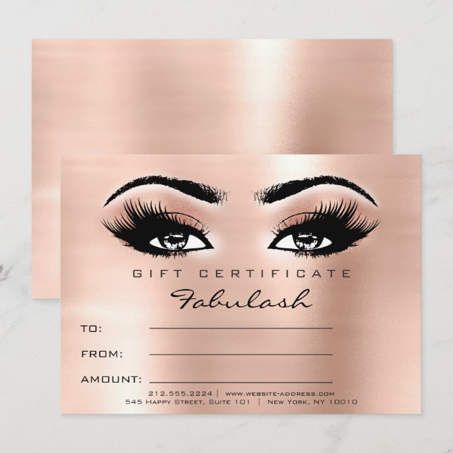Invitación Regalo de certificado de maquillaje de durazno de  (Anverso / Reverso)