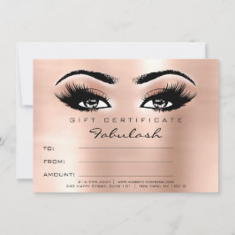 Invitación Regalo de certificado de maquillaje de durazno de 