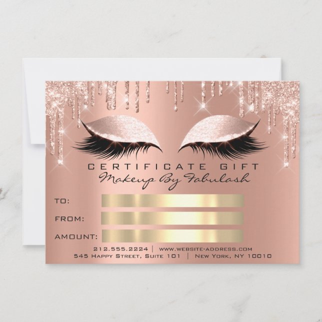 Invitación Regalo de certificado de maquillaje de Rosa de azo (Anverso)