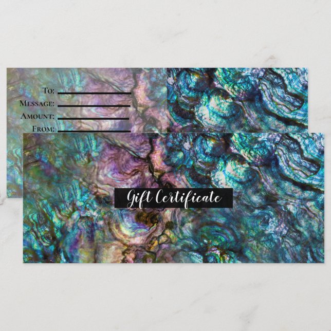 Invitación Regalo de concha marina Abulón iridiscente arcoíri (Anverso / Reverso)