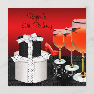 Invitación Regalo de copa de vino de zapatos rojos de tacón a