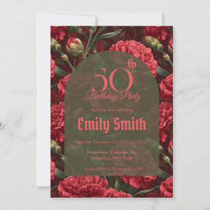 Invitación Regalo de cumpleaños con encanto de clavel femenin