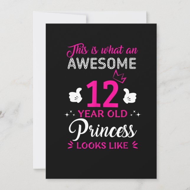 Invitación Regalo de cumpleaños de 12 años para princesa chic (Anverso)