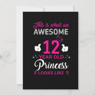 Invitación Regalo de cumpleaños de 12 años para princesa chic
