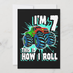 Invitación Regalo de cumpleaños de 7 años para Monster Truck 