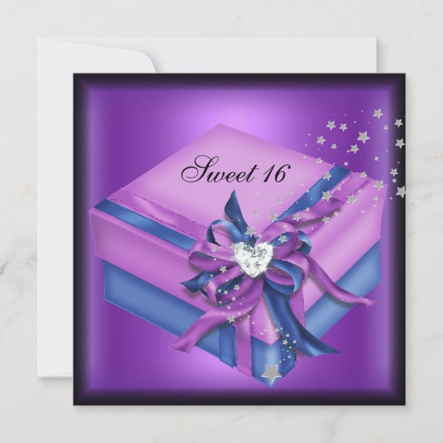 Invitación Regalo de Cumpleaños Dulces Dieciséis 16 Fiesta (Anverso)