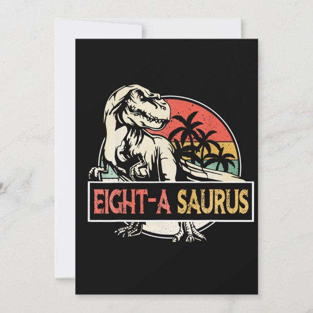 Invitación Regalo de cumpleaños T-Rex Dinosaur de 8 años (Anverso)