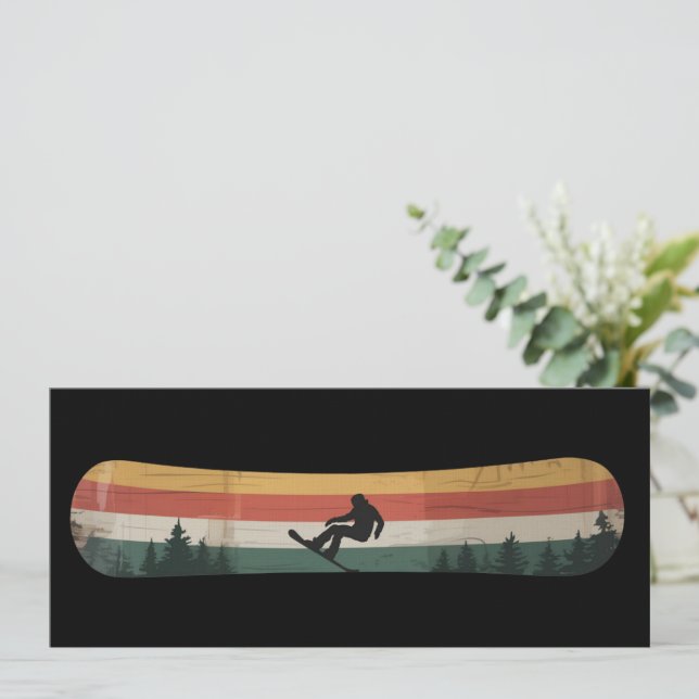 Invitación Regalo de deportes de invierno retro para snowboar (Anverso de pie)