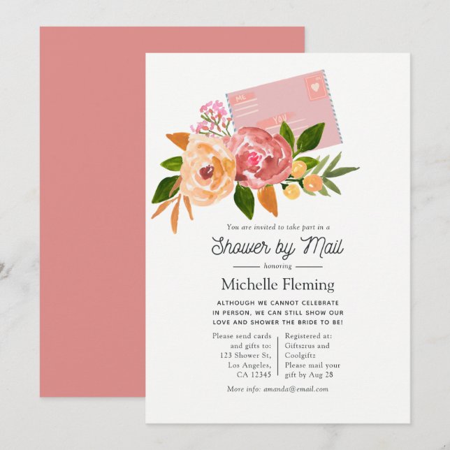 Invitación Regalo de Despedida de Soltera con Aquarela de Flo (Anverso / Reverso)