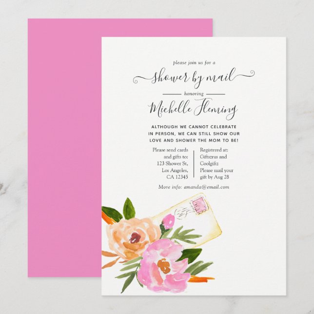 Invitación Regalo de ducha de bebé de flores silvestres en ac (Anverso / Reverso)