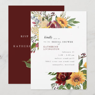 Invitación Regalo de ducha de novia de girasoles toscano borg